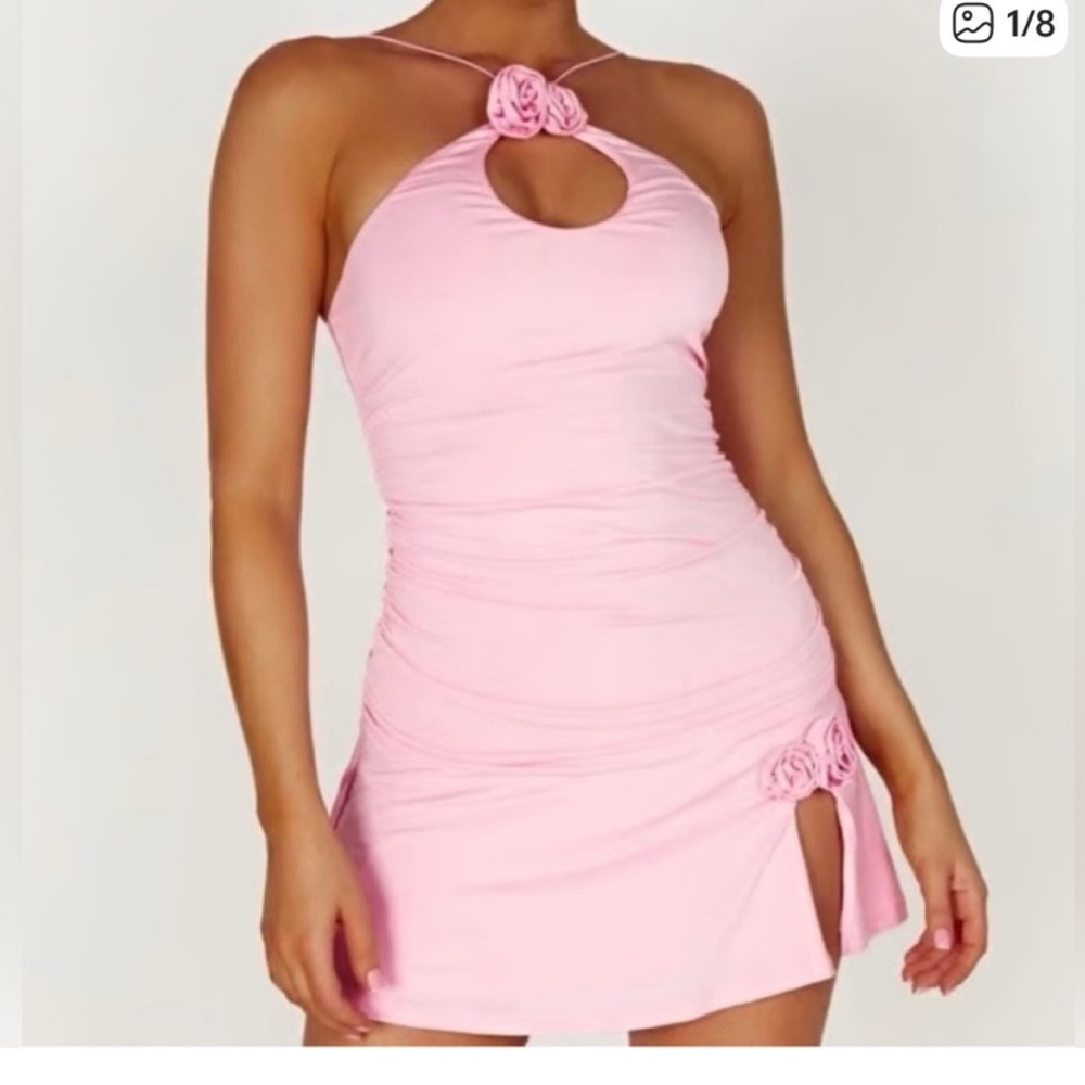Meshki Soft Pink Halter Dress
